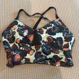 Oiselle Bird Hug Long Bra Botanical Print (Medium)